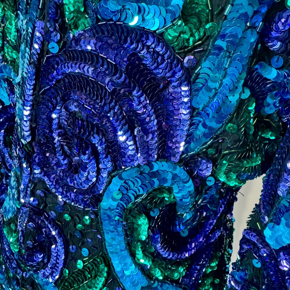 (M) Laurence Kazar Blue Green Sequin Embellished Blouse - Picture 7 of 13